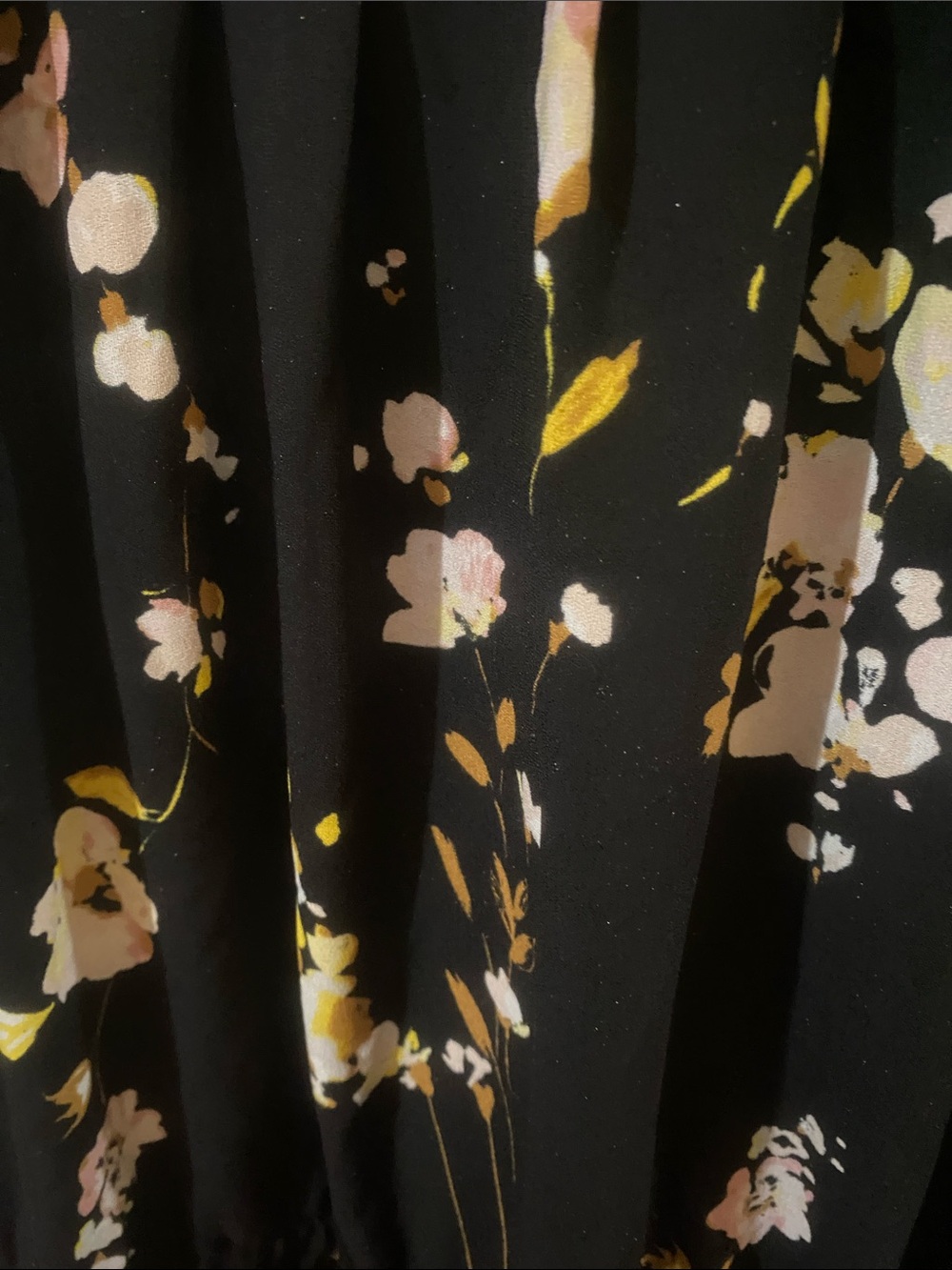 LC Lauren Conrad Black Floral Cap-Sleeve Tie-Neck Dress - Picture 3 of 6